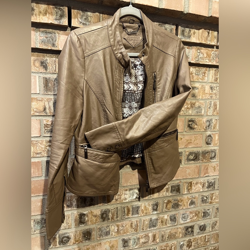 Leather jacket tan Jessica Simpson brand